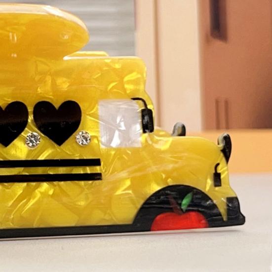 Women Hair Clip School Bus Ruler Shape Acrylic Hair Pin Bach Head Hair Claw Secure Hair Styling Tool