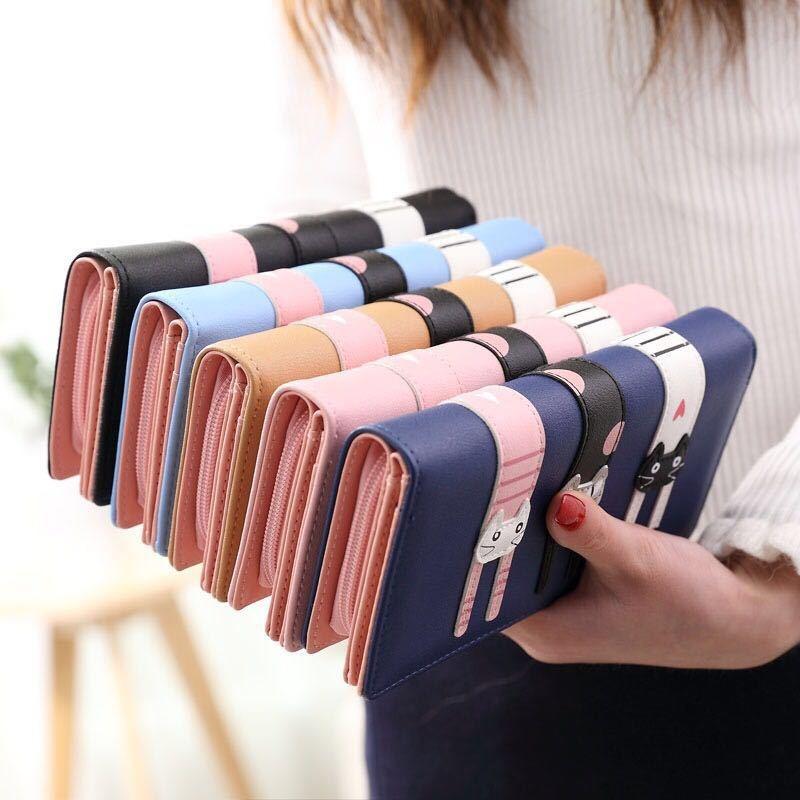 Damen Portemonnaie Abriebfestes Leder Portemonnaie Niedliche Katzen Kartenhalter Handy Tasche Lange Clutch Münzbörse Für Kinder Mädchen