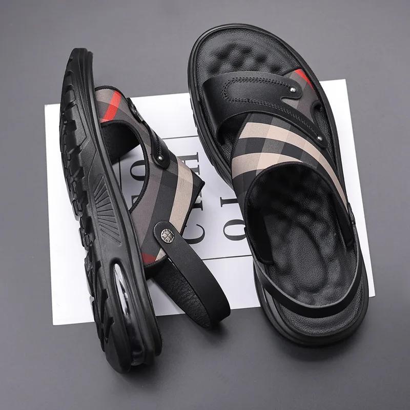 New Men's Sandals High Quality Cowhide Leather Sandals Designer Casual Sport Sandals for Men Non Slip Beach Sandalias Big Size47