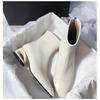 Cuir Souple Femme Automne et Hiver Bout Pointu Stretch Mode Chaud Pas Fatiguant Pieds Navetteur Extérieur Voyage Bottines Courtes à Talons Hauts