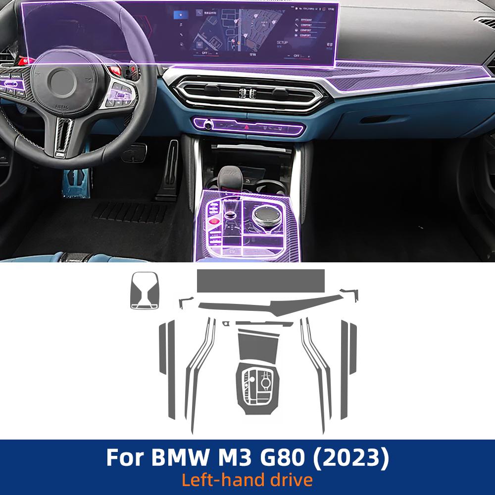 For BMW M2/M3 G87 G80 2023 Car interior Gearbox Center console transparent TPU Paint protective film Anti scratch sticker. left steering wheel