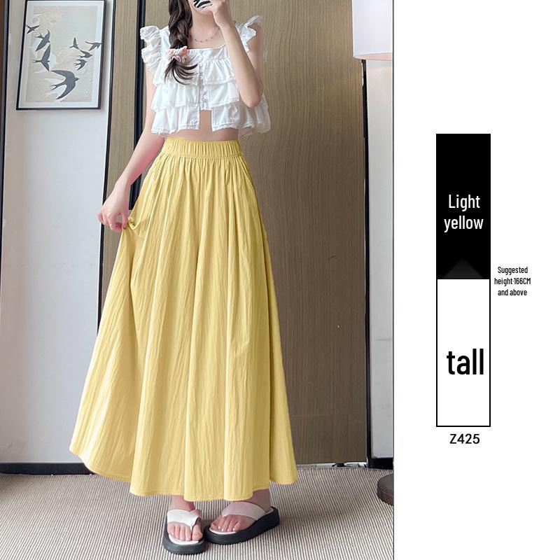 Yamamoto Women's High Waist A-Line Midi Culottes - Summer 2025 Ice Silk Casual Wide Leg Pants