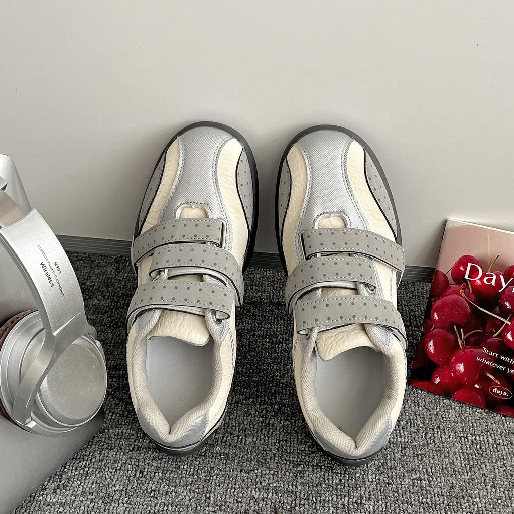 Queen Fan White Retro Thick-soled Velcro German Training Shoes Women's 2025 New Autumn Versatile Forrest Gump Sneakers