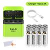 PALO 1.5V AA 3500mWh Rechargeable Battery AAA 1300mWh Lithium-ion Batteries With 8-slot fast intelligent battery charger