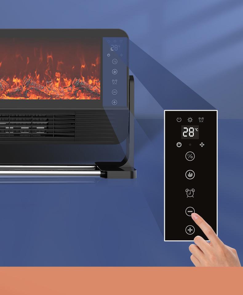 Chauffage de cheminée électrique mural avec flammes simulées pour bureau et petits espaces