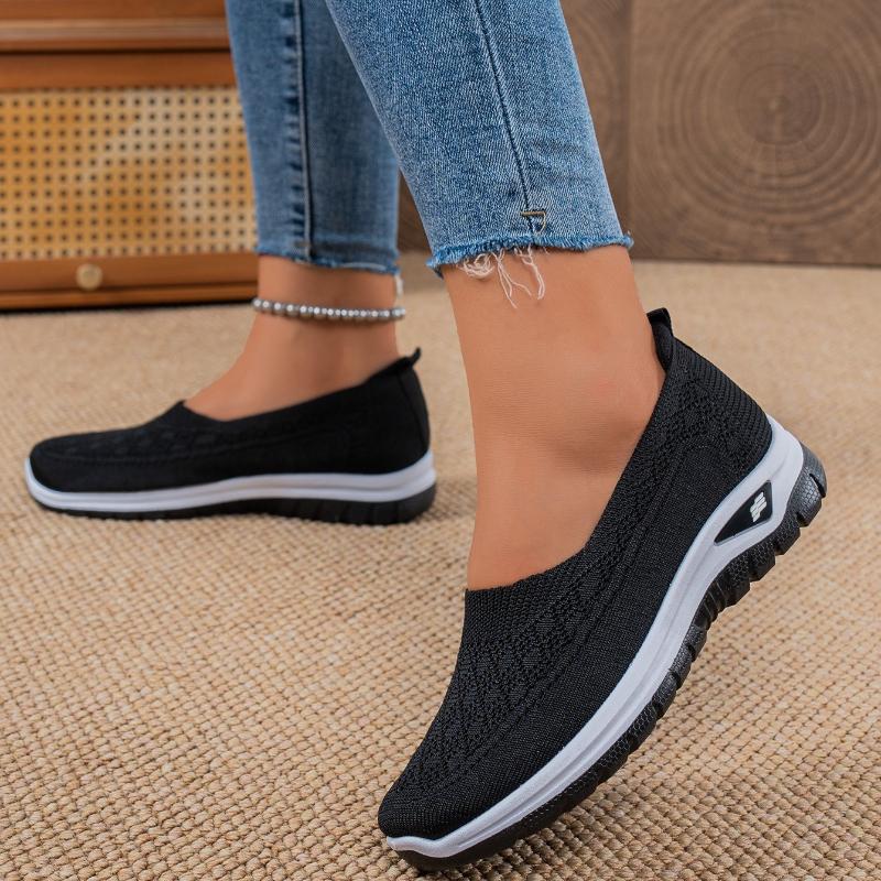 Atmungsaktive Slip-On Flache Schuhe für Damen mit Weicher Sohle - Ganzjahres Leichte Sneaker Geeignet zum Gehen, Täglichen Pendeln, Bequeme Freizeitschuhe