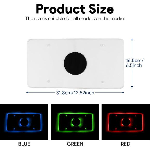 Waterproof LED License Plate Frame - Easy to Install License Plate Frame with Light, Universal License Plate Light with Anti-Scratch ABS Cover,