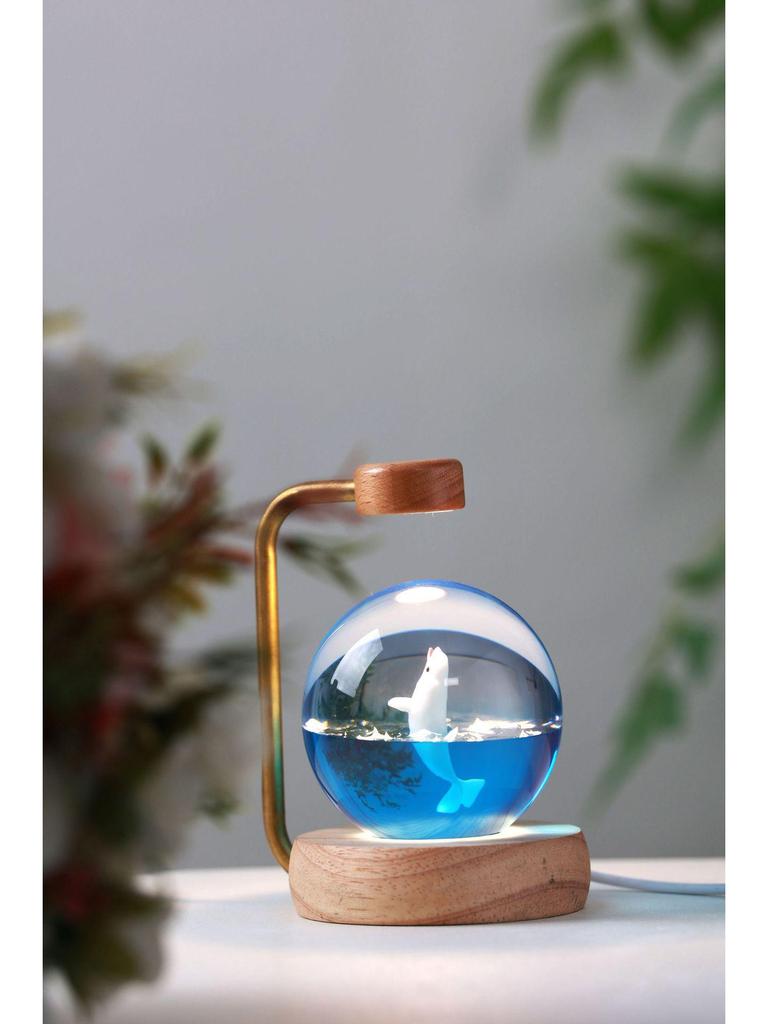 Ocean Whale Resin Crystal Ball Night Light Music Box – Ideal Birthday Gift for Kids & Friends