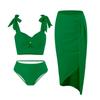 2024 European & American Style Women's Nylon Three-Piece Swimsuit Bikini Set