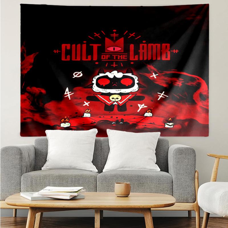 Cult Lamb Game Fantasy Quick-Dry Tapestry Hanging for Bedroom,Livingroom, Playroom,Decor Art Room Wall Tapestry Holiday and Birthday Gifts