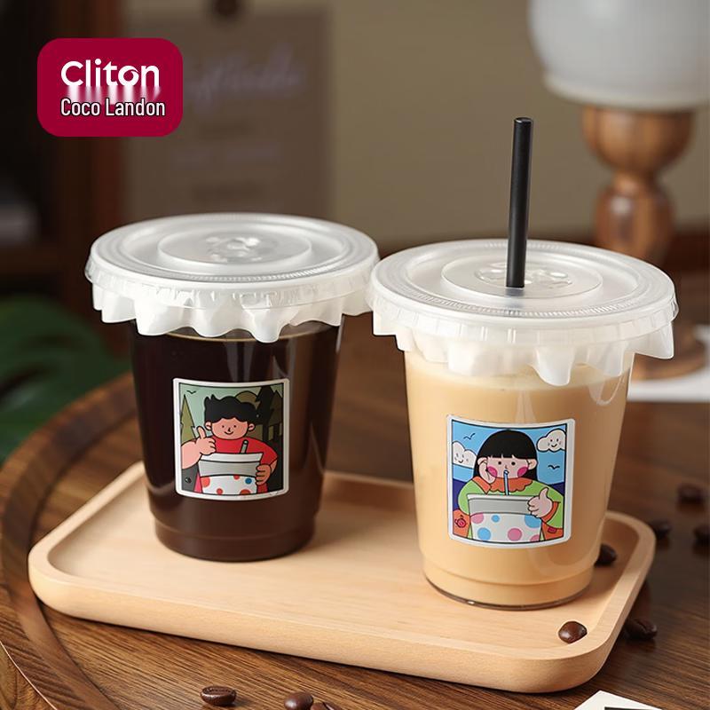 

CLITON Disposable Coffee & Milk Tea Cups with Lids