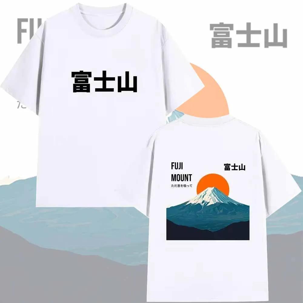 Japanese Style Tokyo Fuji Mount Print T Shirts For Unisex Unisex Summer Casual Fashion Vintage Oneck Short Sleeve Cotton Tshirts