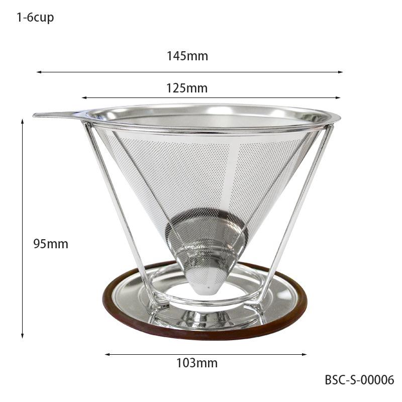 

Двухслойный фильтр для кофе из нержавеющей стали 304 с подставкой — воронка для капель без бумаги для кофе, заваренного вручную Single Unit