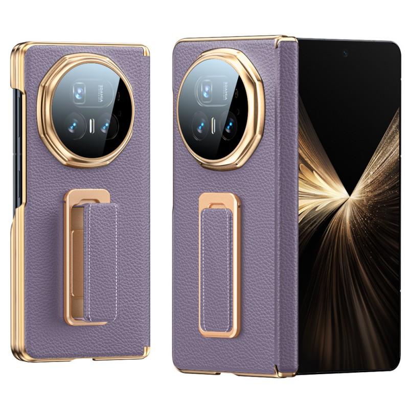 Luxury Leather Phone Case Honor Magic V5 With Rotating Wrist Strap Magnetic Dual-Axis Stand Shockproof Anti-Fingerprint