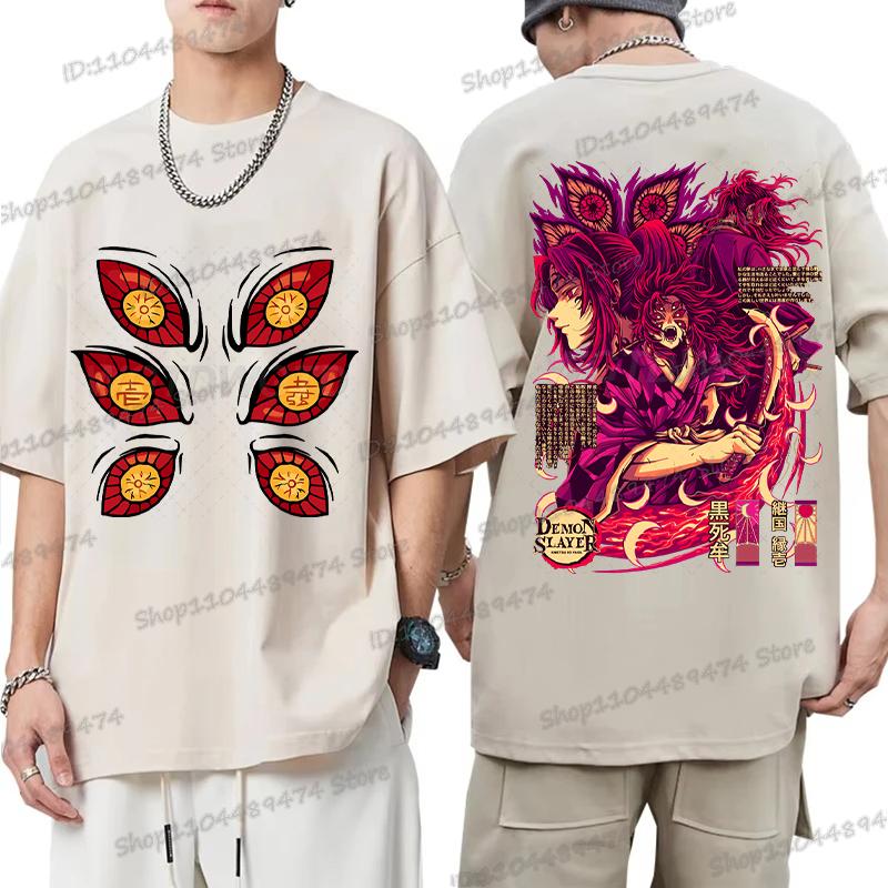 Soft Cotton Tshirt Demon Slayer Japanese Anime T Shirt Men Women Kokushibo Cartoon Graphic Tee Harajuku Kimetsu No Yaiba T-shirt