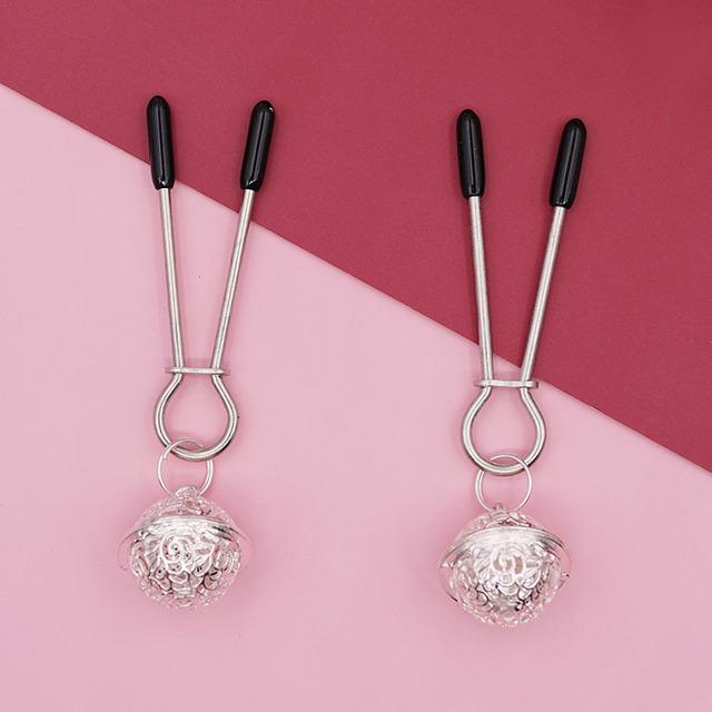 Gold Silver Female Adjustable Metal Bells Nipple Clip Chest BDSM Small Bells Adult Fetish Flirting Flirting Couple Sex