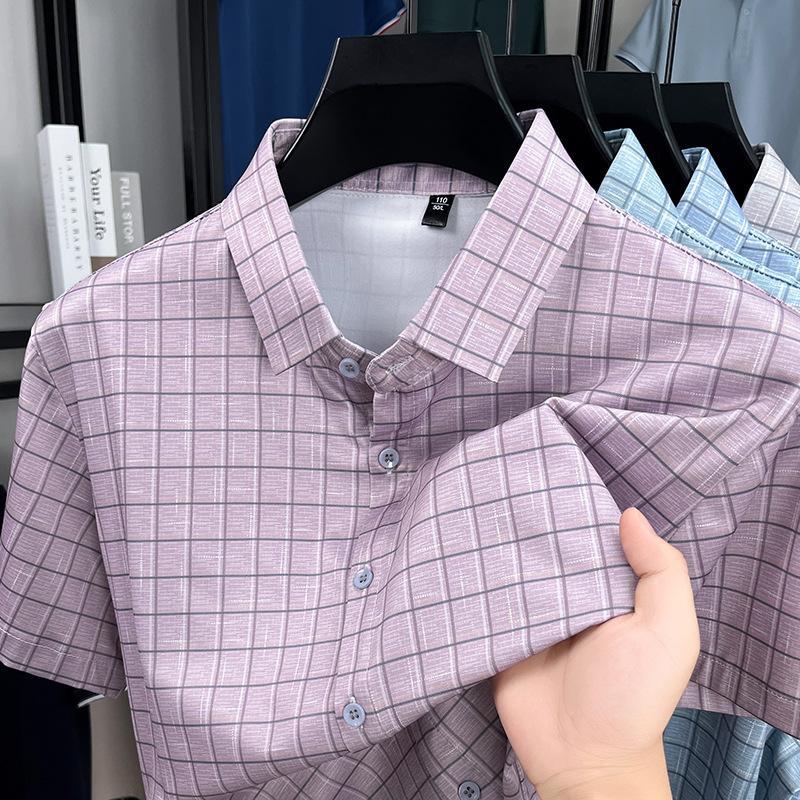 Short Sleeve Summer Men s Lapel Collar Shirt Casual Fashion Top Trendy M