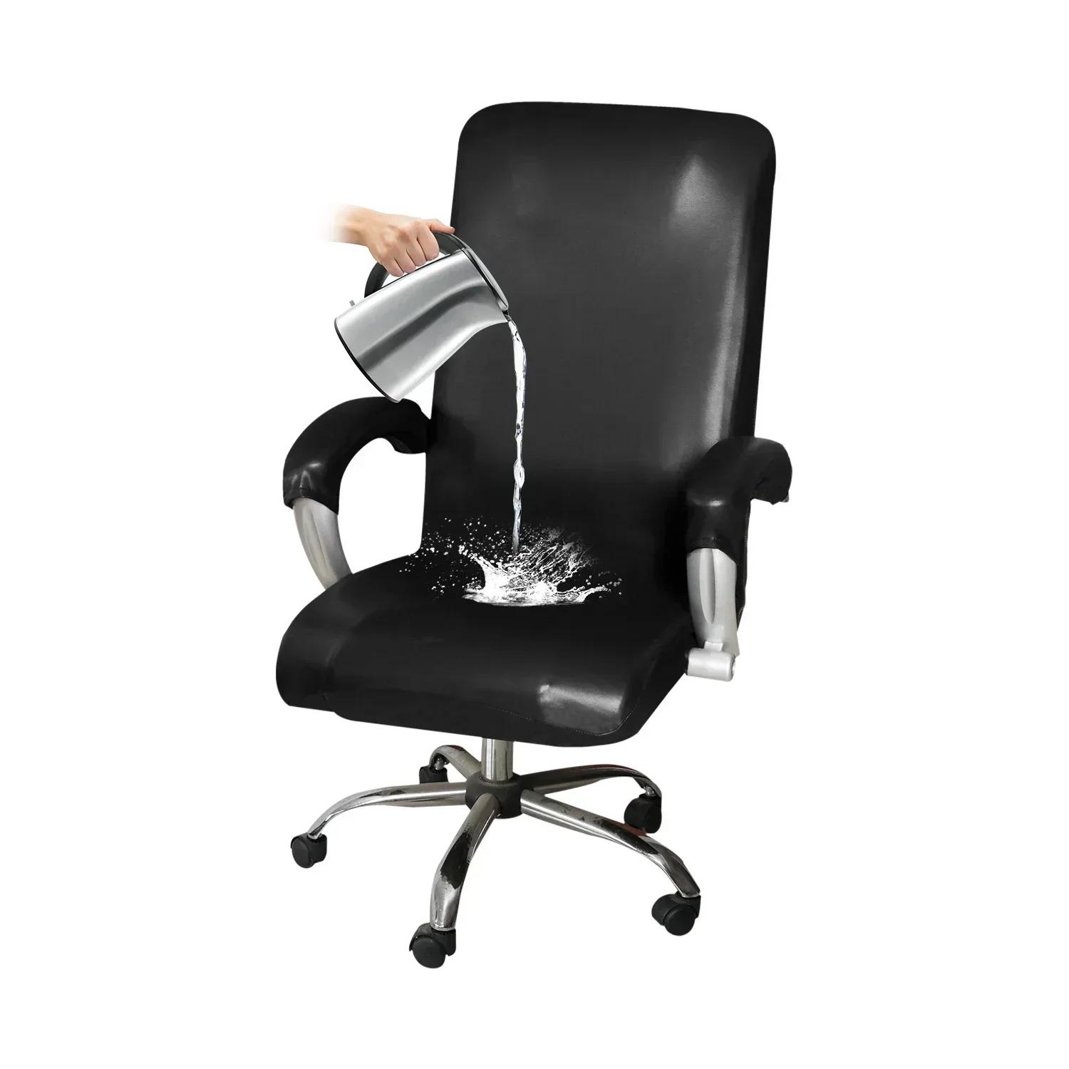 Waterdichte PU Lederen Kantoorstoelhoes voor Baas Draaibaar Bureau Computer Studeren Gaming Stoelbeschermer Stoel Niet Inbegrepen L With Armrest cover