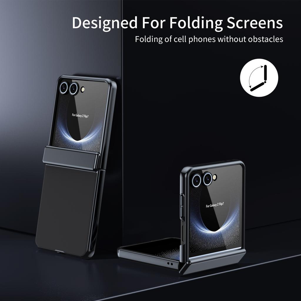 For Samsung Galaxy Z Flip 7 6 5 4 3 AG Matte Vacuum Plating Hinge Full Protective Glass Front Film Drop Resistant Phone Case