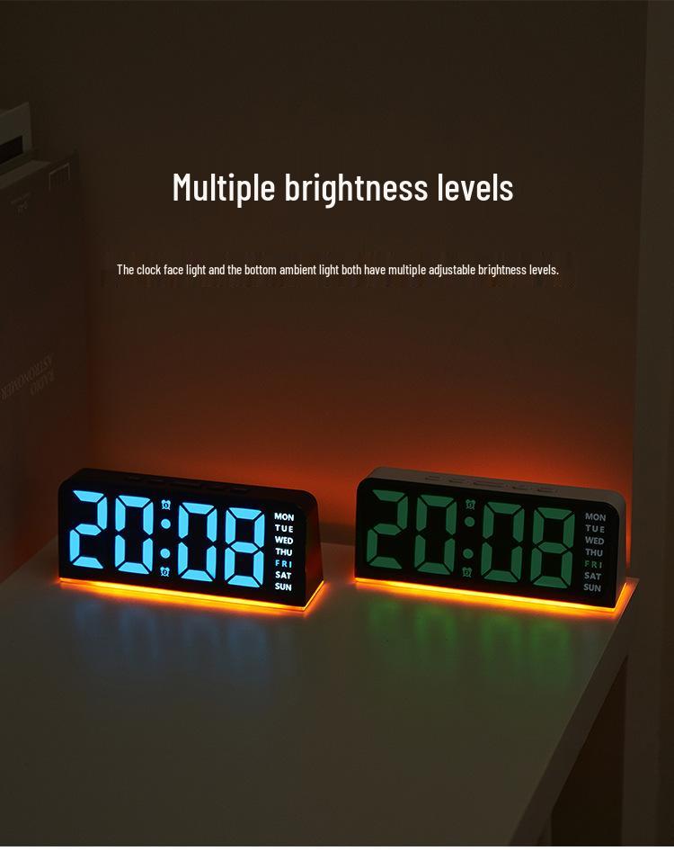 New GH9001 Multifunctional LED Table Clock with Large Numbers, Date, Snooze, and Atmosphere Light