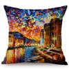 Mediterranean Beautiful Italy Venice City Scenery Oil Painting Style Sofa Decoration Pillow Case Ocean Landscape Cushion Cover