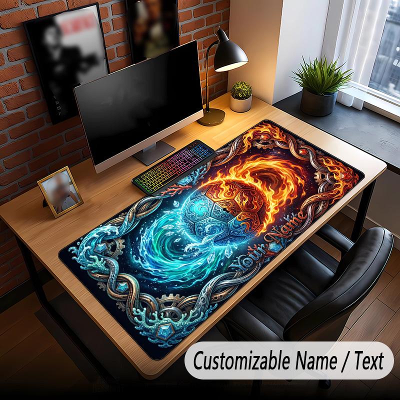 Fire Flames Theme Custom Mouse Pad Personalized With Name Text Customized Desk Mat For Office Home Decor