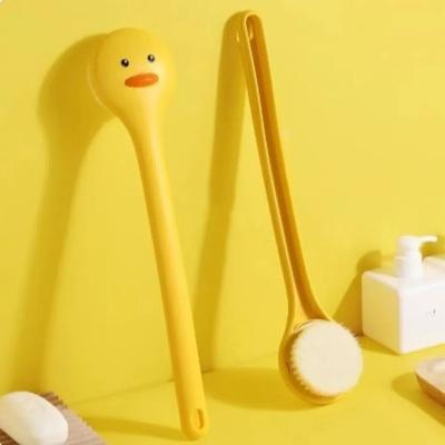 Universal Cute Duck Bathing Brush Long Handle Yellow Boby Rubbing Tool Hang Hole Soft Bristles Shower Scrubber Kids