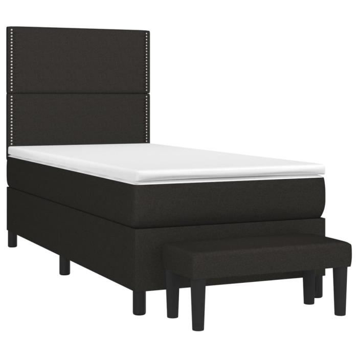 3136471 vidaXL Lit à sommier tapissier et matelas Noir 80x200 cm Tissu
