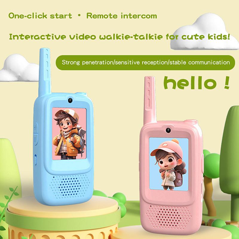 2Pcs Video Walkie Talkies For Kids Rechargeable With Screen Display And Voice Effects Long Range Outdoor Toys Birthday Gifts
