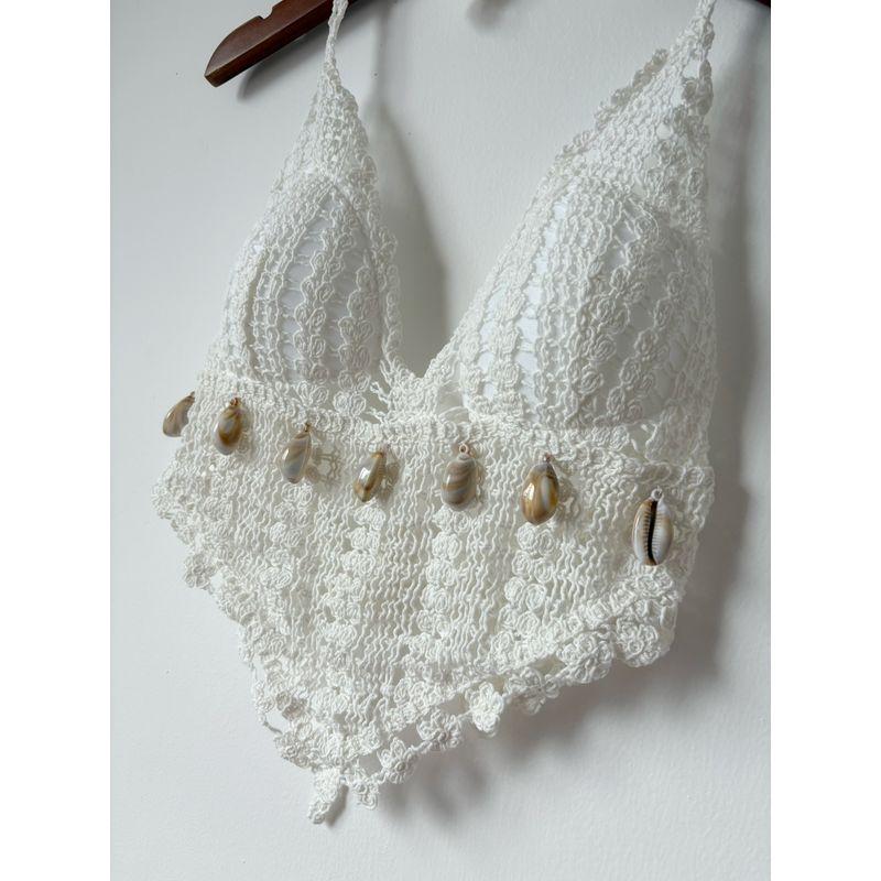 Pure Sexy Knitted Hollow-out Solid CAMI Back Strap Bohemian Style Inner wear Fashion Top Women
