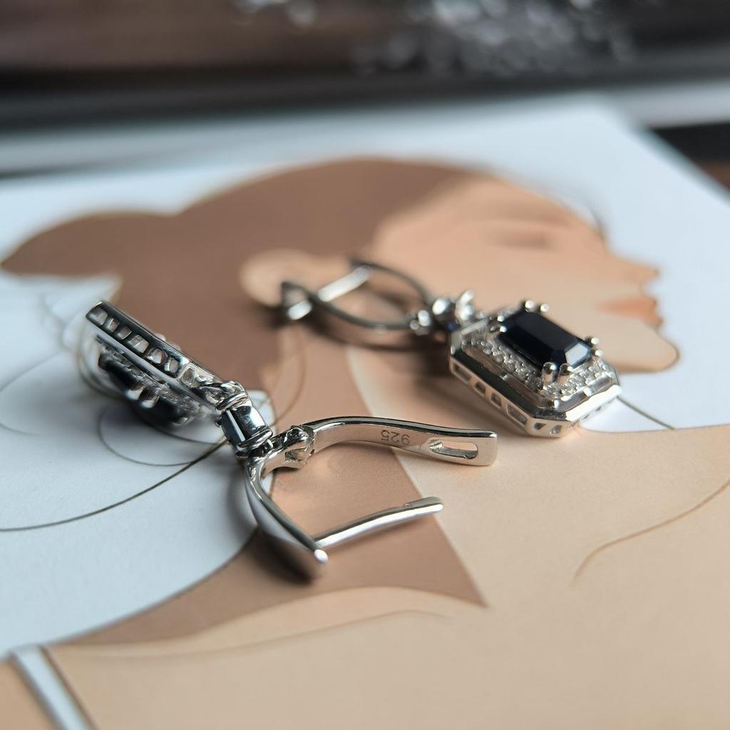 Серебряные серьги с натуральным сапфиром 2.922ct (2194774)