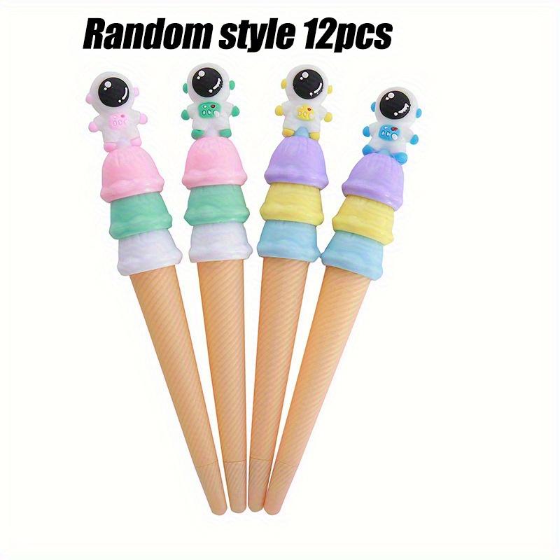 

12pcs Astronaut ice cream styling Neutral Pen Comfortable Grip Stationery School Office Supplies Student Prize Gift Writing Tools Holiday Gift Novelty Random style