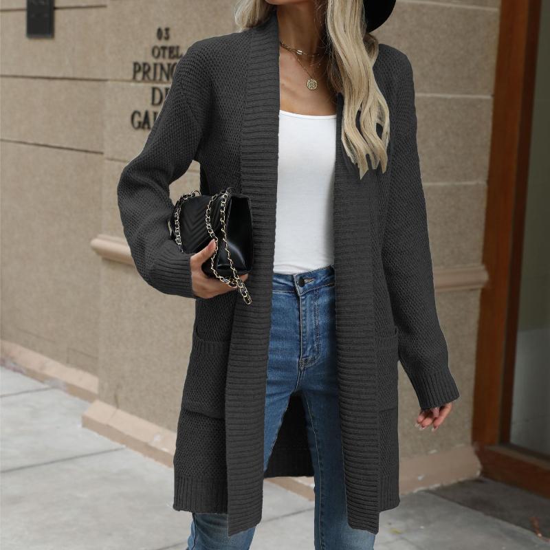 

IHUASU Женский джемпер-кардиган Lazy Wind, осенне-зимний, универсальный, повседневный, с длинными лацканами, пальто XL чёрный