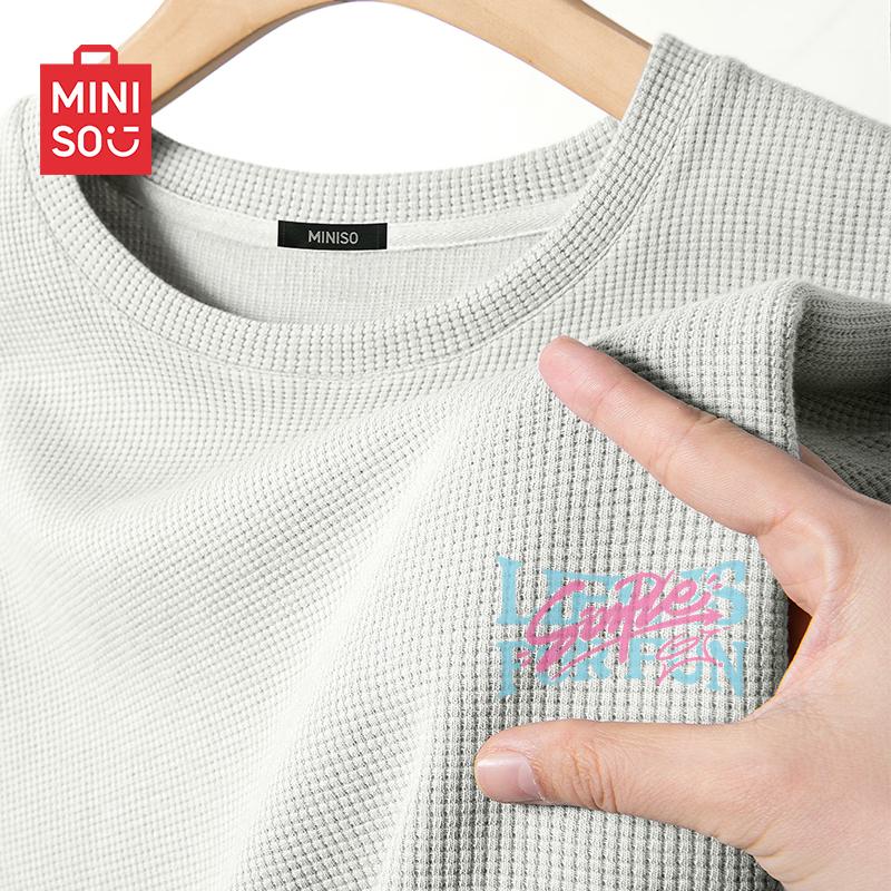 MINISO Men s Waffle Knit Breathable Casual T-Shirt 2XL