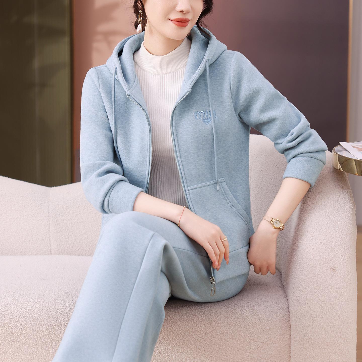 

Бренд Осень/Зима Женский Большой Размер Модный Худи Спортивный Костюм из Двух Частей L (50-55kg)