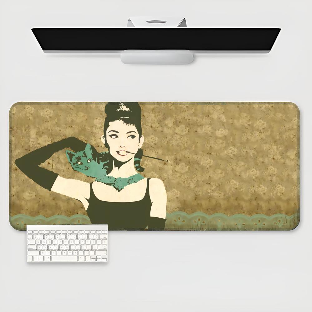 

Audrey Hepburn Mouse Pad E-sports players game teclado XXL Large Computer Laptop Non-slip Keyboard Desk Mat Computer Game CS 600x300x2mm