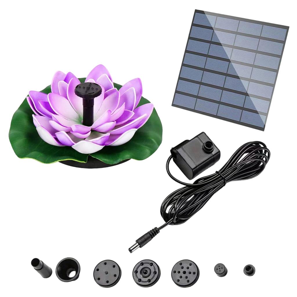 Lotus Free Standing Solar Fountain with 6 Nozzles Mini Solar Powered Fountain Pump Floating for Garden Pond Pool and Outdoor