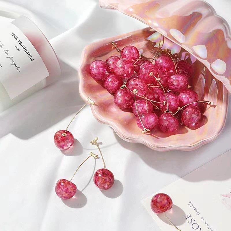 Chic Cherry Sweet Stud Earrings - Light Luxury, Trendy Design, Simple Elegance