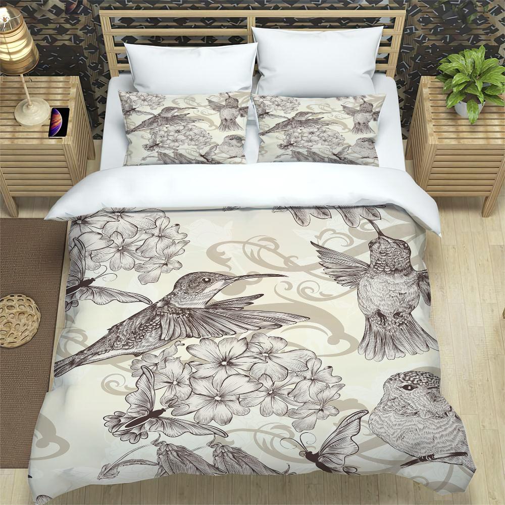 Fiori Tucano Re Regina Copripiumino Donna Vintage Floreale Set Biancheria da Letto Blu Pianta Copripiumino 2/3pz Poliestere Coperta Trapuntata