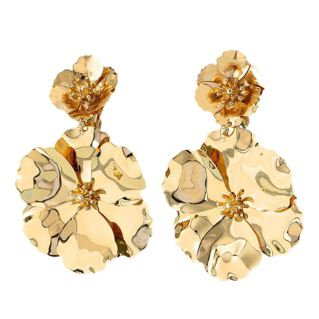 Unique Flower Studs Earrings Fashionable Colorful Dangle Statement Earrings Iron Texture Suitable for Youthful Women