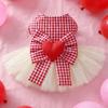 PETCIRCLE Valentines Day Pet Dress Red White Plaid Princess Tulle Skirt Cats Dogs