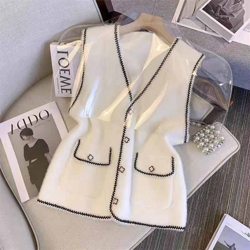 

Женский свободный вязаный жилет Осень/Зима Французский Новый Женский топ 3XL белый