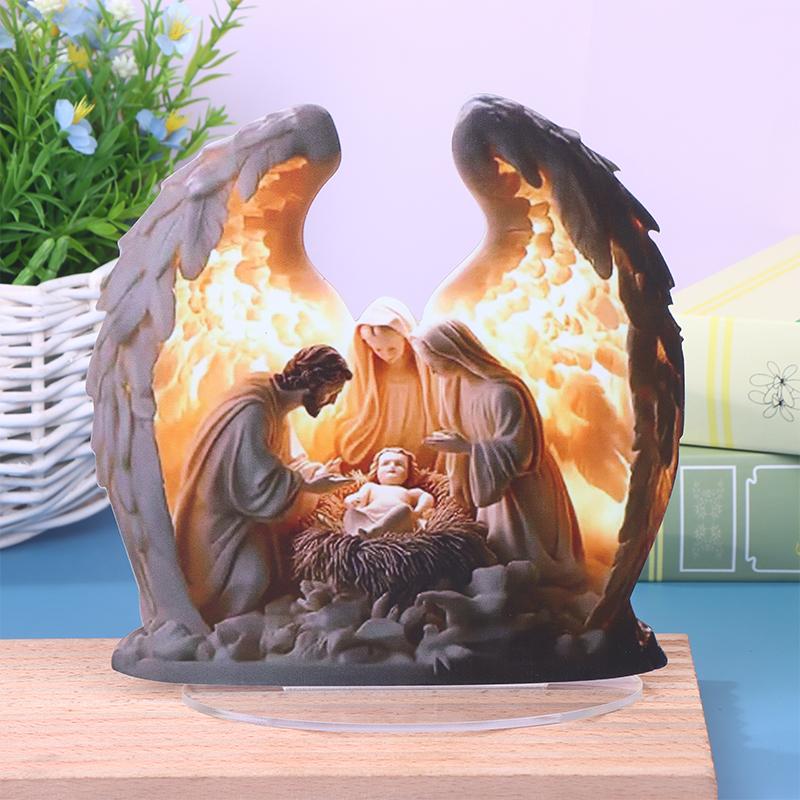 Statua Natività di Natale Figura da Collezione Statua Decorativa Elemento Centrale Sacra Famiglia Segno Acrilico Per Camino Natale