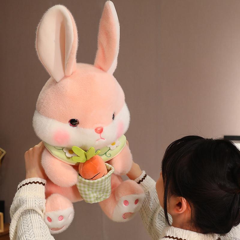 Kawaii Rabbit Plush Toy Stuffed Animal Bunny Rabbit Hold Carrot Soft Doll Pillow Kids Toys Birthday Christmas Gift for Girl