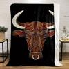 Contemporary Mixed Color Bull Flannel printed blanket suitable for all seasons suitable for living room office sofa and travel