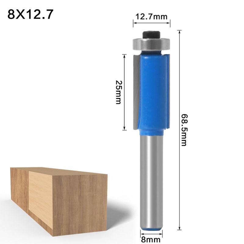 1/4pc 8mm Shank Flush Trim Router Bit with Bearing for Wood Template Pattern Bit Tungsten Carbide Milling Cutter for Wood