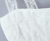Women's Spring White Lace Cami Top & Ruffle Trim Embroidered Skirt Set