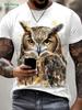 Squirrel Dog Bee Pattern T-Shirt Fun Animal 3D Printed Short Sleeve Tees Fashion Street O-Neck T Shirts Oversized Men's Clothing