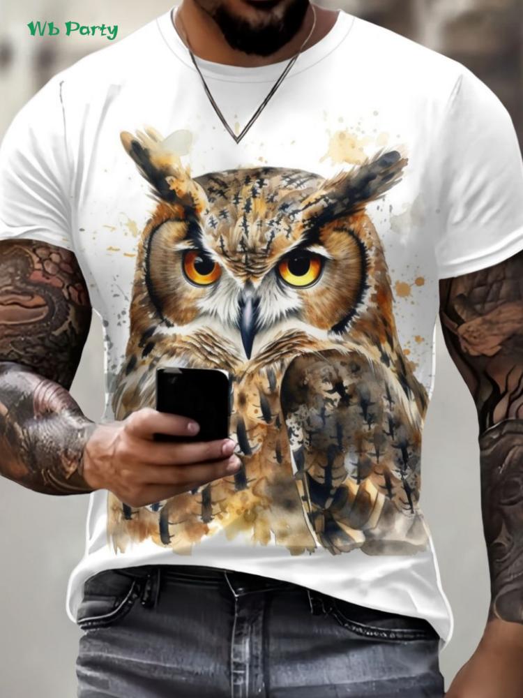 Squirrel Dog Bee Pattern T-Shirt Fun Animal 3D Printed Short Sleeve Tees Fashion Street O-Neck T Shirts Oversized Men's Clothing