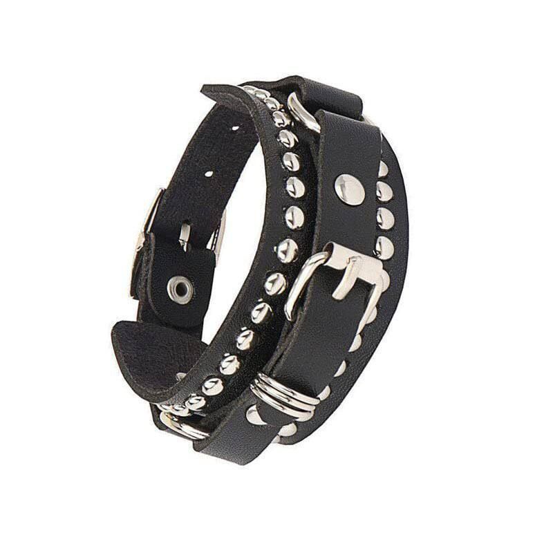 Fashion Fashion Punk Street Shooting Nightclub Square Rivet Spike Bracelet Ins Couple Leather Bracelet Bracelet